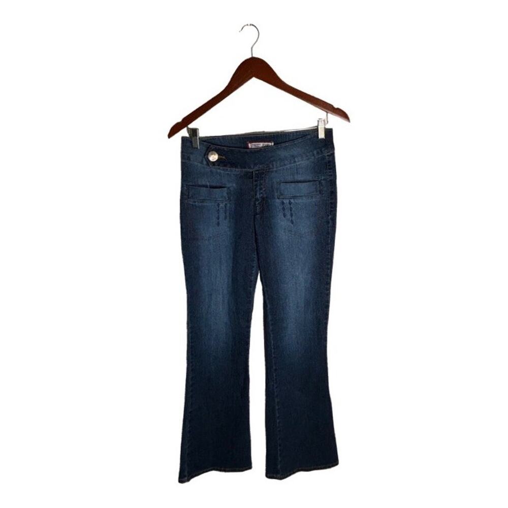 Vintage Flare Jeans Size 7 30 Juniors Dark Wash Waist Mid Rise New